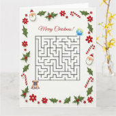 Carte Bulldog Christmas Maze Puzzle Holiday (Fleur jaune)