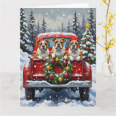 Carte Bulldog Christmas Red Truck Holiday (Fleur jaune)