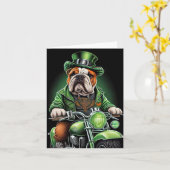 Carte Bulldog Conduisant un Vélo la Saint-Patrick (Fleur jaune)