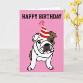 CARTE BULLDOG CUTE FUNNY BANTHDAN CARD (Fleur jaune)