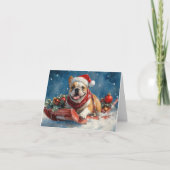 Carte Bulldog dans Sledge Let it Neige Noël (Devant)