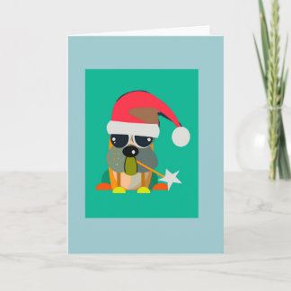 Carte Bulldog de Noël magique · vibra bonito ·