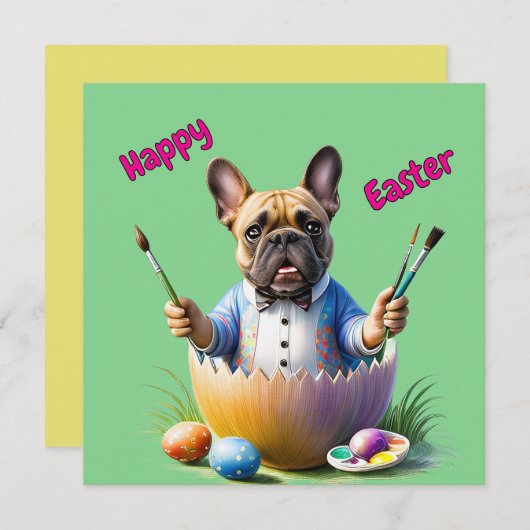 Carte Bulldog de Pâques (Devant / Derrière)