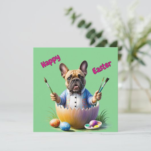 Carte Bulldog de Pâques (Debout devant)