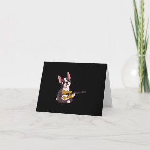 Carte bulldog français jouant de la guitare cadeau gui
