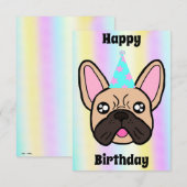 Carte Bulldog française d'anniversaire joyeuse per (Devant / Derrière)
