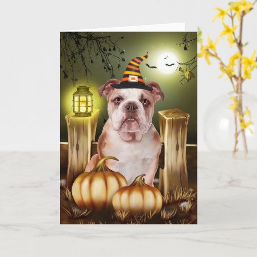 Carte Bulldog Halloween (Fleur jaune)