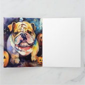 Carte Bulldog Halloween avec citrouilles effrayant (Intérieur)