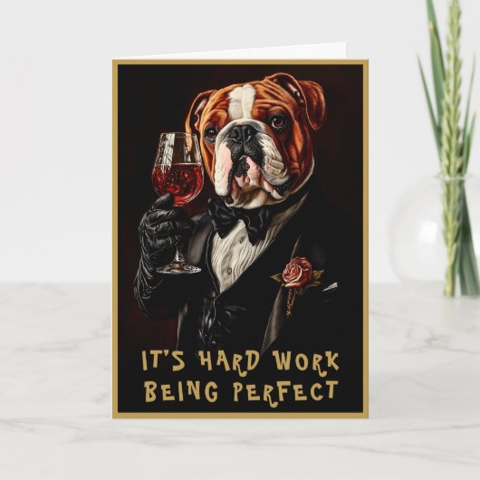 Carte Bulldog In Tuxedo & Bow Cravate & Wine CR8 Nom per (Devant)
