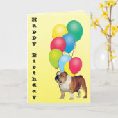 Carte Bulldog Joyeux anniversaire (Fleur jaune)