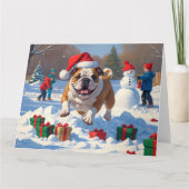 Carte Bulldog Noël Festival scène de neige (Devant)