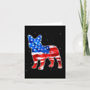 Carte Bulldog Tie Dye Drapeau Américain Patriotique 4 Ju
