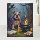 Carte Bulldog Whimsical Halloween peinture (Devant)