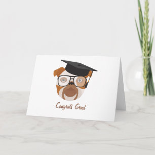 Carte Bulldog With Glasses and University Graduation cap