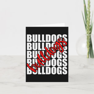 Carte Bulldogs Red School Sports Fan Team Spirit