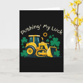Carte Bulldozer St. Patrick Fun Construction Enfants (Fleur jaune)