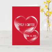 Carte Bulles cardiaques mariages en rouge (Fleur jaune)