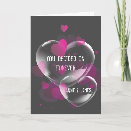 Carte Bulles de cœur de mariage sur gris  (Devant)