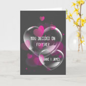 Carte Bulles de cœur de mariage sur gris  (Fleur jaune)