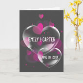 Carte Bulles de cœur de mariage sur gris (Fleur jaune)