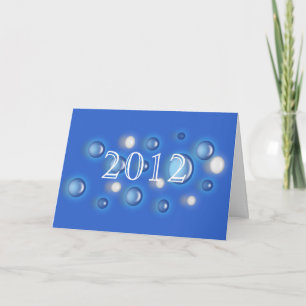 Carte - Bulles du Nouvel An sur fond bleu avec ann