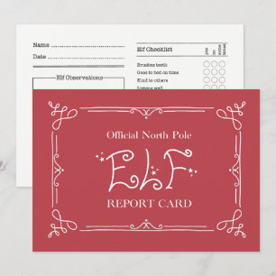 Carte Bulletin de notes de l'elfe du pôle Nord de Santa
