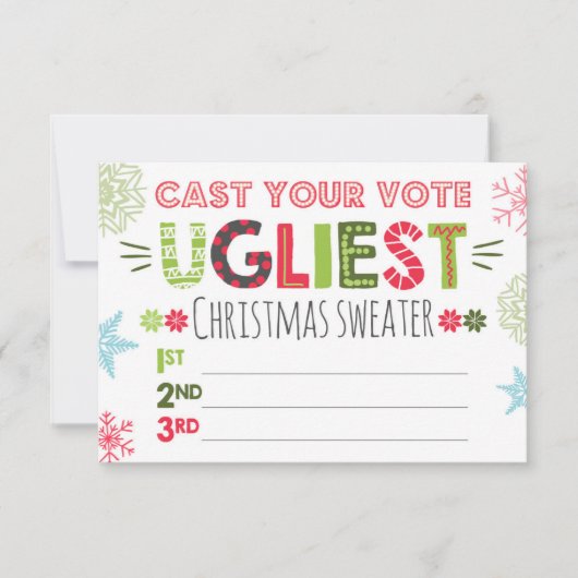 Carte Bulletin de vote pour le pull de Noël laid (Devant)