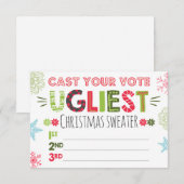 Carte Bulletin de vote pour les pulls moches de Noël (Devant / Derrière)