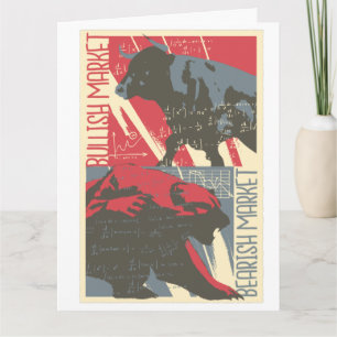 Carte Bullish Bearish Stock Market Grey Card