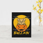 Carte Bullkin Halloween Funny Bulldog Citrouille d'Hallo (Fleur jaune)
