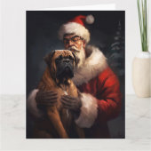 Carte Bullmastiff avec Noël Festif du Père Noël (Devant)