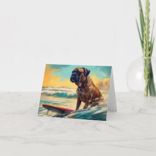 Carte Bullmastiff Beach Surfing Peinture