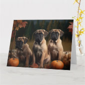 Carte Bullmastiff chiot Automne Délice Citrouille (Fleur jaune)
