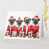 Carte Bullmastiff Christmas Dress Santa Hat (Fleur jaune)