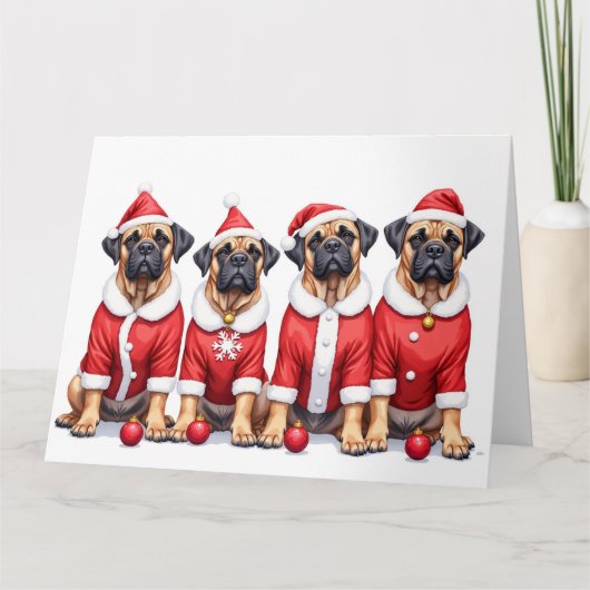 Carte Bullmastiff Christmas Dress Santa Hat (Devant)