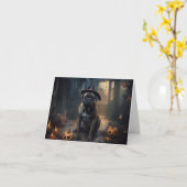 Carte Bullmastiff Citrouilles Halloween effrayant (Fleur jaune)