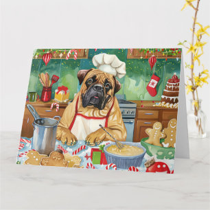 Carte Bullmastiff Fête de fin d'année en cuisine : Noël