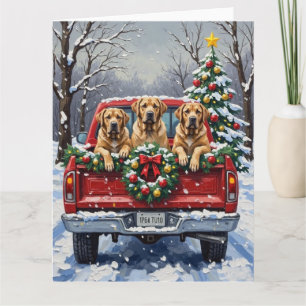 Carte Bullmastiff Noël Camion Rouge Fêtes