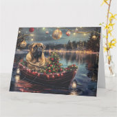 Carte Bullmastiff Noël Festive Voyage (Fleur jaune)