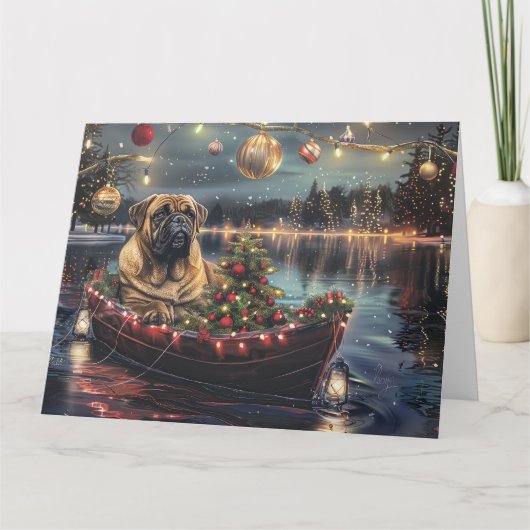 Carte Bullmastiff Noël Festive Voyage (Devant)