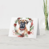 Carte Bullmastiff Noël Wreath Festive Pup (Devant)