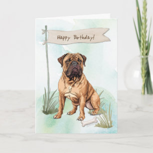 Carte Bullmastiff Race Chien Dehors Sous Symbole D'Anniv