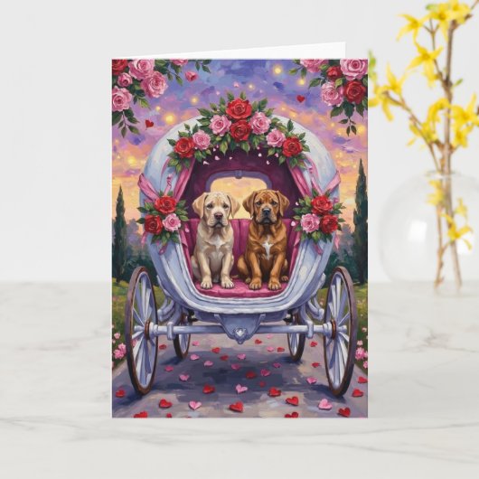 Carte Bullmastiff Saint-Valentin  (Fleur jaune)