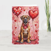 Carte Bullmastiff Valentine’s Day Dog with Hearts Red (Devant)