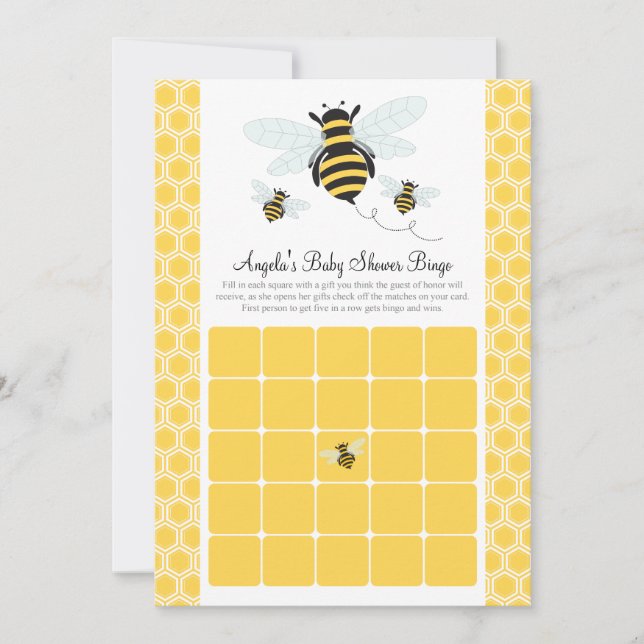 Carte Bumble Bee Baby shower Bingo Card (Devant)