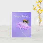 Carte Bumble Bee Perché sur une fleur rose Joyeux annive (Fleur jaune)