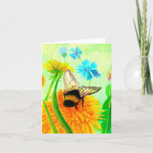 Carte Bumble Bee sur un Dandelion Flower Illustration