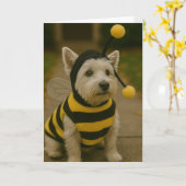 Carte Bumble Bee Westie Halloween (Fleur jaune)