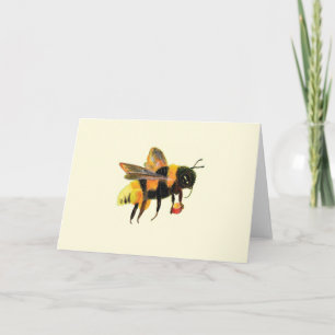Carte Bumble mignonne Bee transportant du pollen