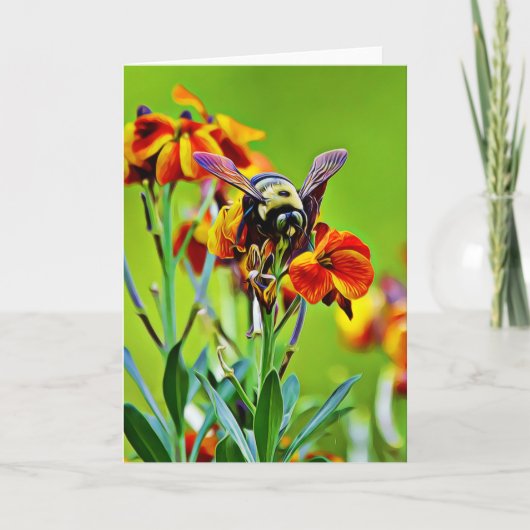 Carte Bumblebee Fleur sauvage Scripture Card Psaume 31:2 (Devant)